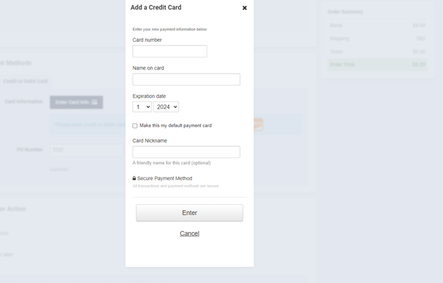 Adding New Card Information